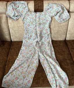 AND Floral Puff Sleeve Jumpsuit