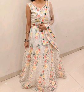 Embroidered Lehenga Choli Set Mirror work