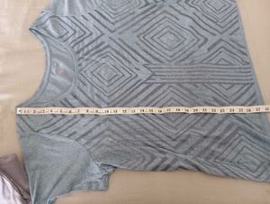 Grey Geometric Print Top