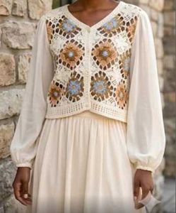 Boho Crochet Button-Up Top