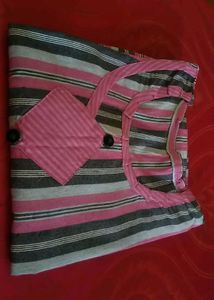 🩶🩷Striped Kurta with Dupatta Set