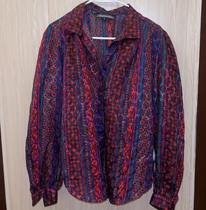 Vibrant Patterned Button-Up Blouse