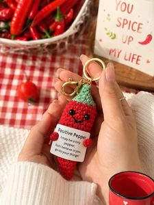 Positive Pepper Crochet Keychain