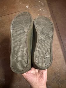 Olive Green Satin Sneakers with Ribbon Laces
