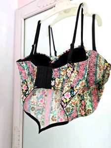 Clovia Padded Underwired Floral Print Bra Blouse
