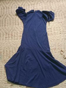 Navy Sparkle Ruffle Dress with Necklace