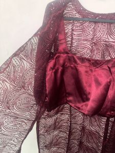 Elegant Burgundy Sequined Set