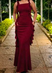 Elegant Burgundy Ruffle Dress