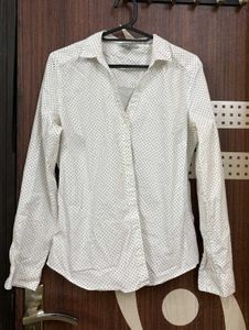White Polka Dot Button-Up Shirt