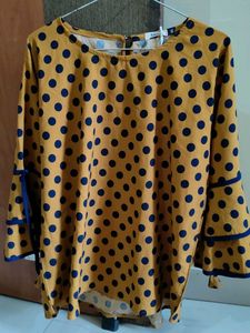 Yellow Polka Dot Bell Sleeve Top