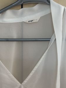 Sheer White transparent Ruffle Sleeve Top
