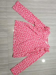 Cute Pink Bunny Print Long Sleeve Top