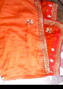 Vibrant Orange Embroidered saree Blouse