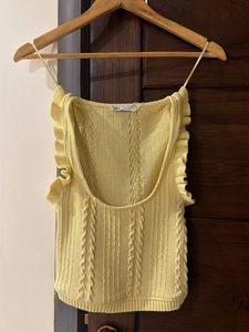 Yellow Ruffle Knit Top