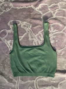 Halter Crop Top - Gray green