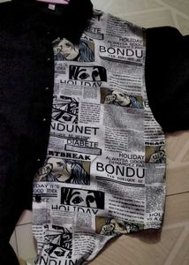 Unique Comic Print Black Shirt