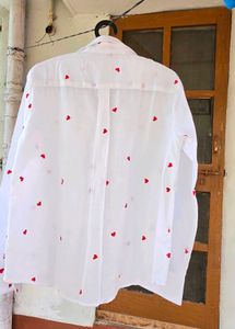 White Shirt with Red Hearts