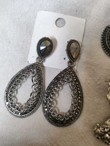 Set of 3 Pairs Oxidised Earrings
