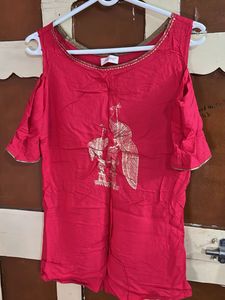 Stylish Pink Kurta with Gold Print