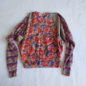 Vintage Floral Print Knit Sweater with sequins ✨️