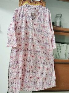 125.Pink & Purple Ikat Print Kurta