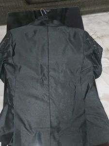Embroidered Black Shawl Collar Blazer
