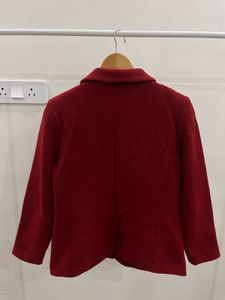 VINTAGE DARK RED TEXTURED BLAZER