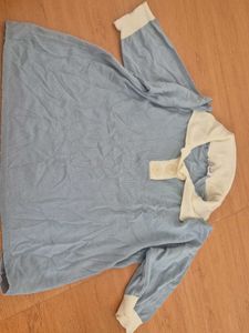 Light Blue Collared Long Sleeve Top