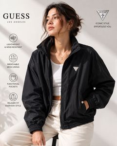 GUESS Korea Women’s Mesh-Lined Nylon Windbreaker