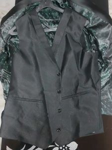 Embroidered Black Shawl Collar Blazer