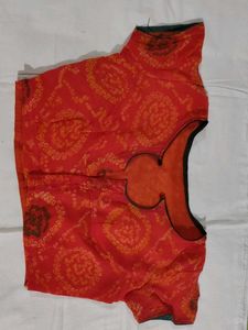Yellow Saree  Bandhani Border with stitched blo