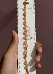 Elegant Rose Gold Bracelet with Pink Stones