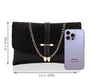 Stylish Black Clutch Bag with Chain