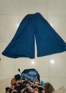 Solid Blue Palazzo Pants