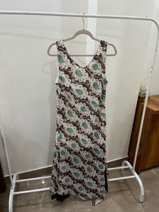 Multi Printed Cut Sleeves Maxi Dress with Slits
