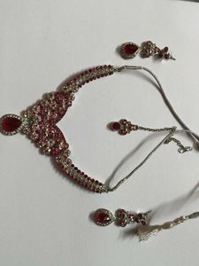 Stunning Red & Silver Necklace Set