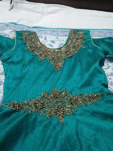 Stunning Teal Embroidered Ethnic Gown