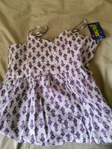 White &amp; Purple Printed Kurta