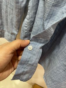 Men's Blue Checked Formal Long Sleeved Shirt
