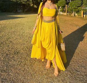 Yellow indo western Haldi/Mehndi Outfit-Mediu