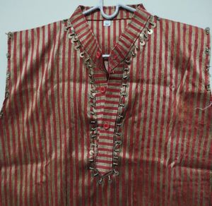 Red And Gold Striped Kurta