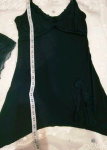 Black Lace Trim night slip with brief 👍