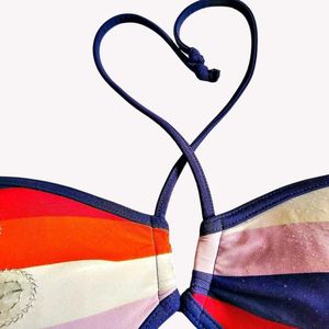 Colorful Striped Bikini Top