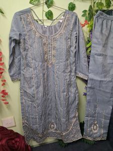 Elegant Grey Kurta Set with Dupatta