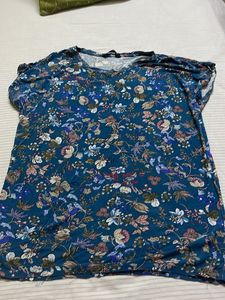 Floral Print Blue Tunic Top