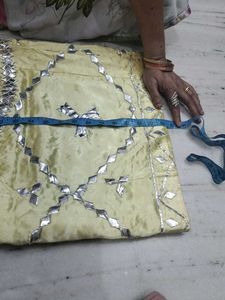 Yellow Satan silk lehnga with gota workWork
