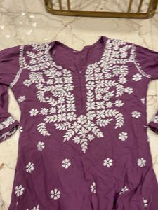 Purple Embroidered Kurta
