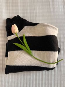 Striped Knit Pullover Sweater