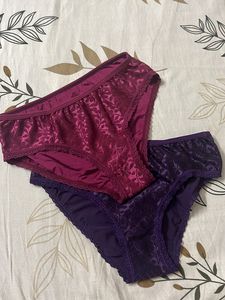 Lace Trimmed Purple Panties Set