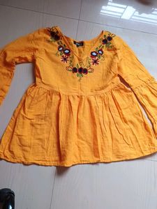 Yellow Embroidered Tunic Top